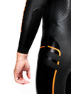 Detail of wetsuit forearm catch panel and side seams