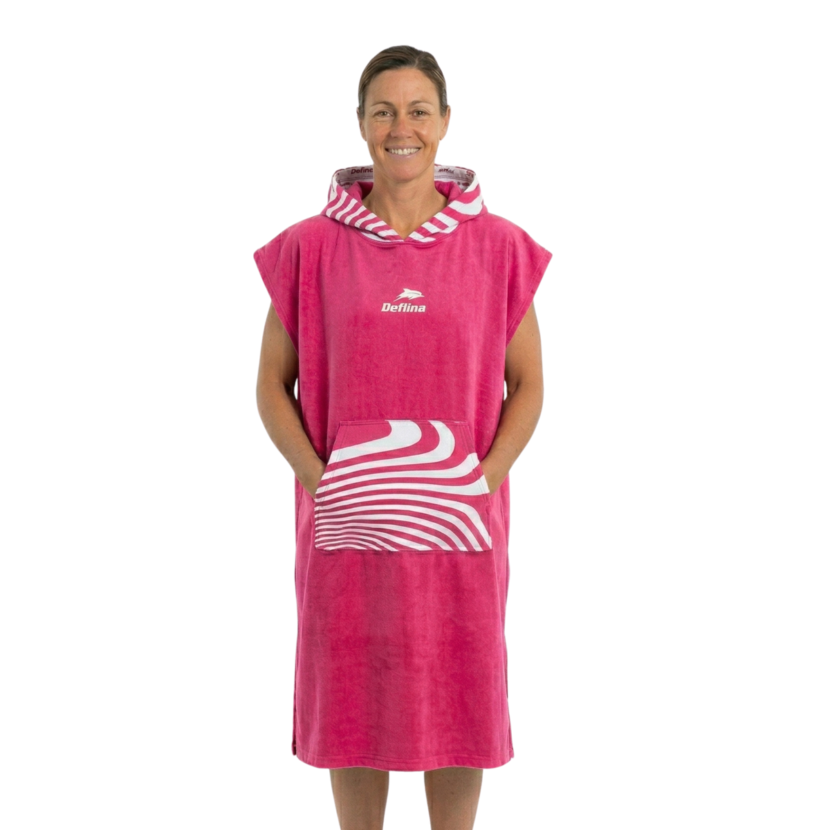 HOODED PONCHO TOWEL: FLOW HOT PINK