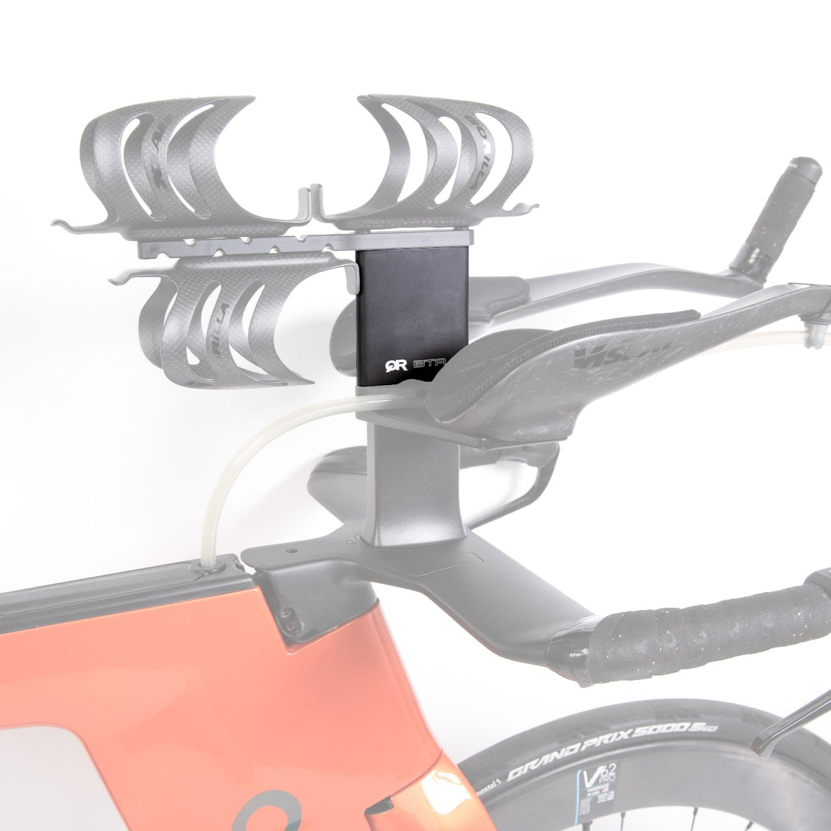 Bicycle with a gray bike rack on a white background