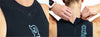 Close up images featuring chest and neck/upper back of Quintana Roo Tri swimskin