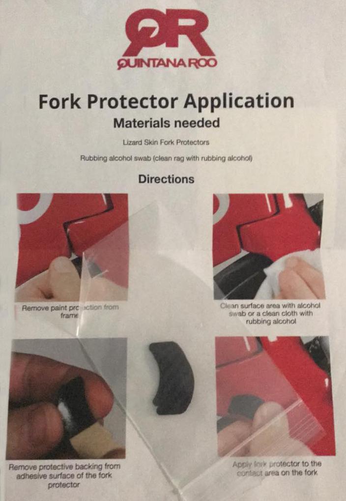 An instruction manual for "Fork Protector Application" by Quintana Roo.