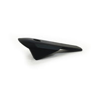 A small black Quintana Roo bicycle part on a white background.